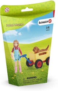 Schleich 42543 Farm World Dziewczyna z wózkiem i psem