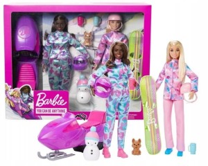 Barbie HGM75 Lalki ze skuterem śnieżnym - Zimowy dzień