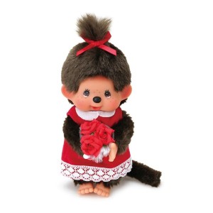 Monchhichi Red Flower Bouquet Girl + stojak 261475