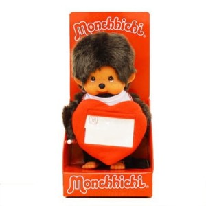 Monchhichi 236500 Chłopiec z sercem z dedykacją