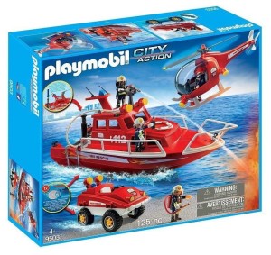 Playmobil 9503 Łódź strażacka z helikopterem i amfibią